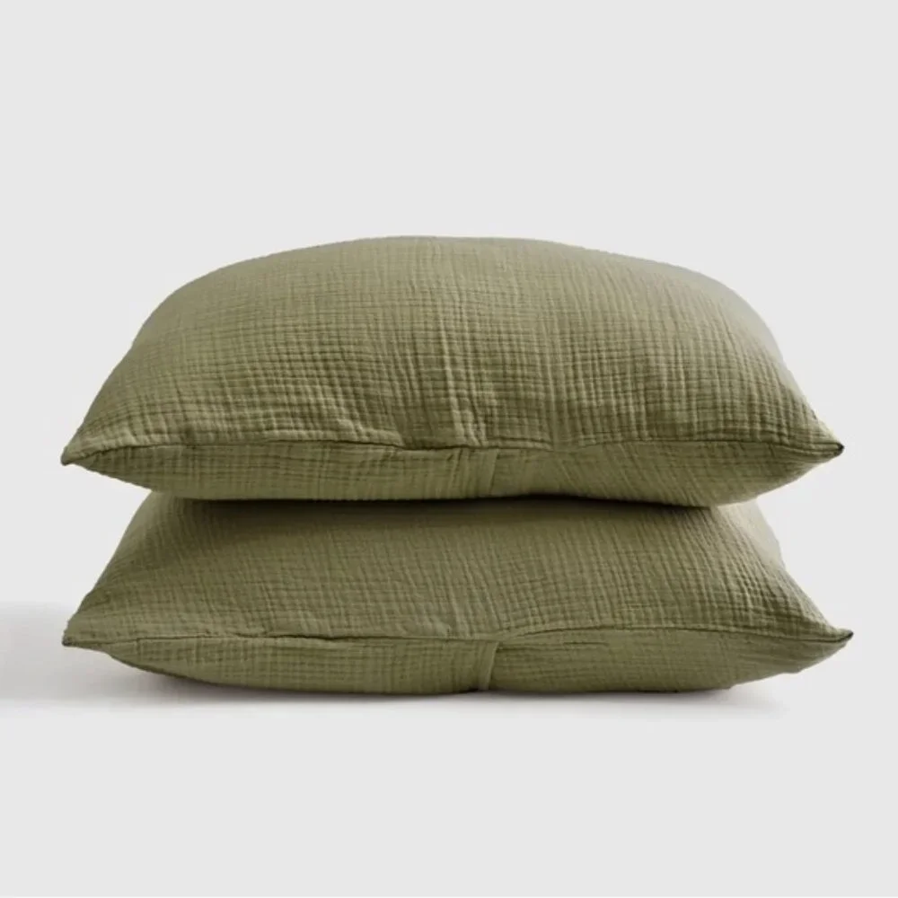 NWOT Quince Organic Airy Gauze King Sham Set of 2 in Olive